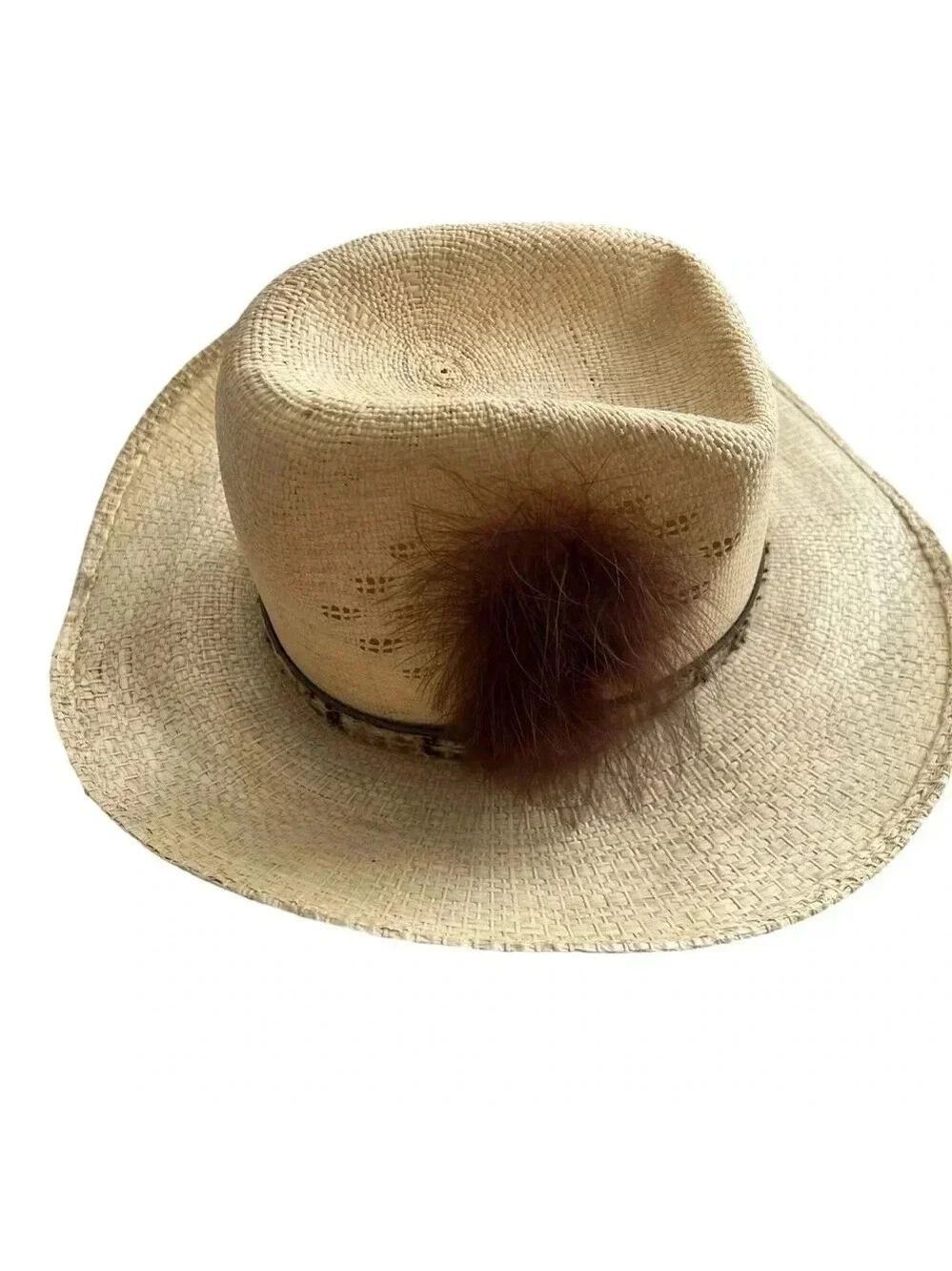 The Great Western Feather Straw Cowboy Cowgirl Hat Unisex, Country, Coachella, - Picture 16 of 16